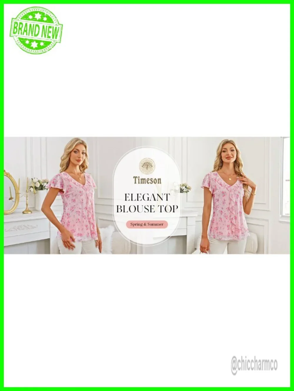 Ruffle V-Neck Short Sleeve Blouse Tunic Floral Peasant Top